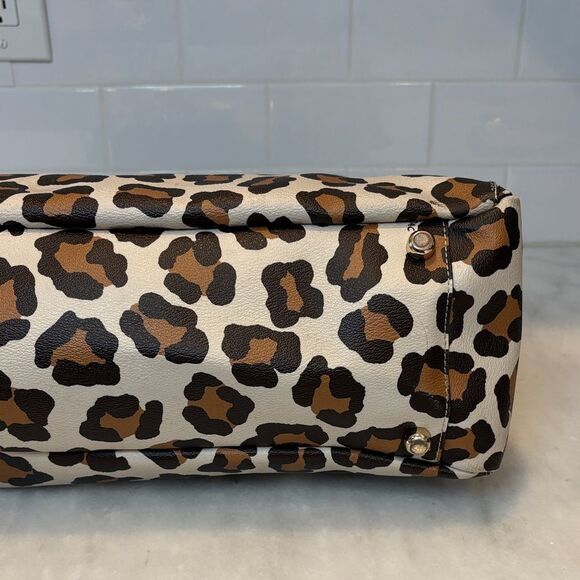 Coach Bag Purse Handbag Leather Morgan Ocelot Leopard Print Convertible Satchel - Picture 9 of 17